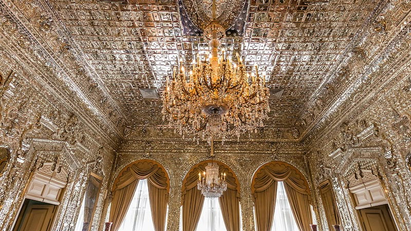 golestan palace inside with thusands mirors at day light in tehran